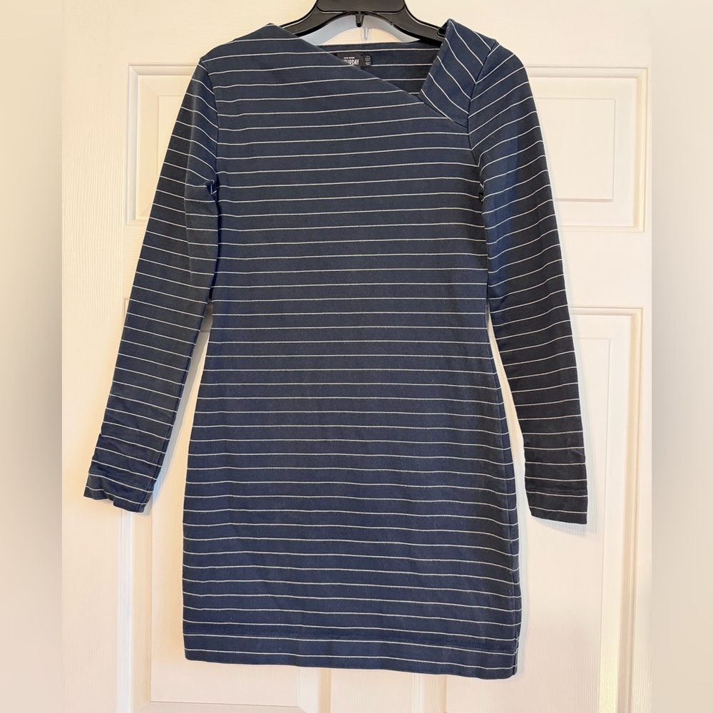 Kate Spade Saturday Navy and White Striped Long Sleeve Dress